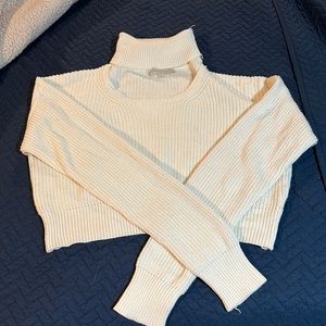 Cropped Keyhole Turtleneck Sweater